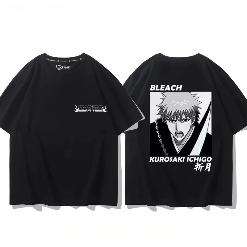 

Лето 2022, мужская высококачественная хлопковая футболка с принтом Adventure Combat Anime BLEACH, уличные повседневные модные мужские топы