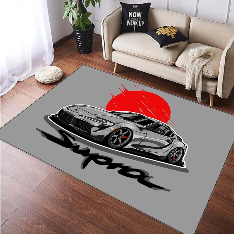 3D Racing Car Pattern Carpet for Home Living Room Bedroom Sofa Doormat Decor,Kids Play Area Rug Non-slip Floor Mat