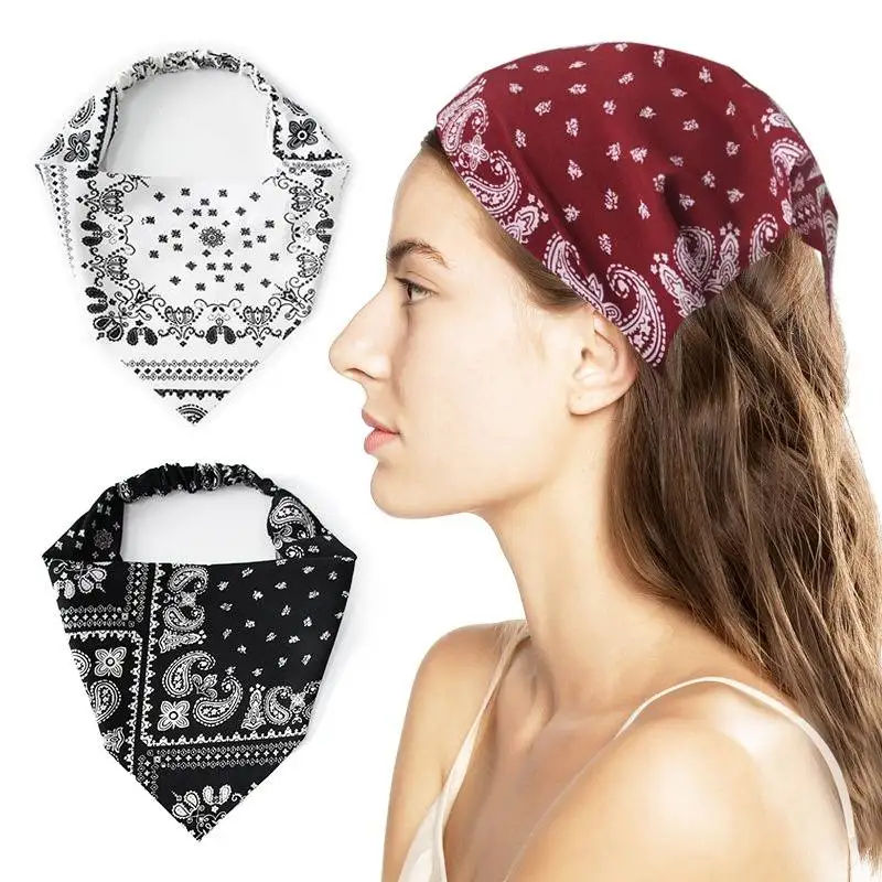 

Summer Retro Elastic Headband Triangle Scarf European American Style Hair Scarf for Women Hair Accessory