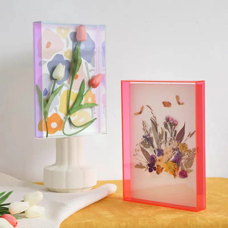 17 Colours Hollow Acrylic Photo Frame for Photos and Paintings,Translucent Acrylic Frames for Wall Hanging, Desktop Decoration
