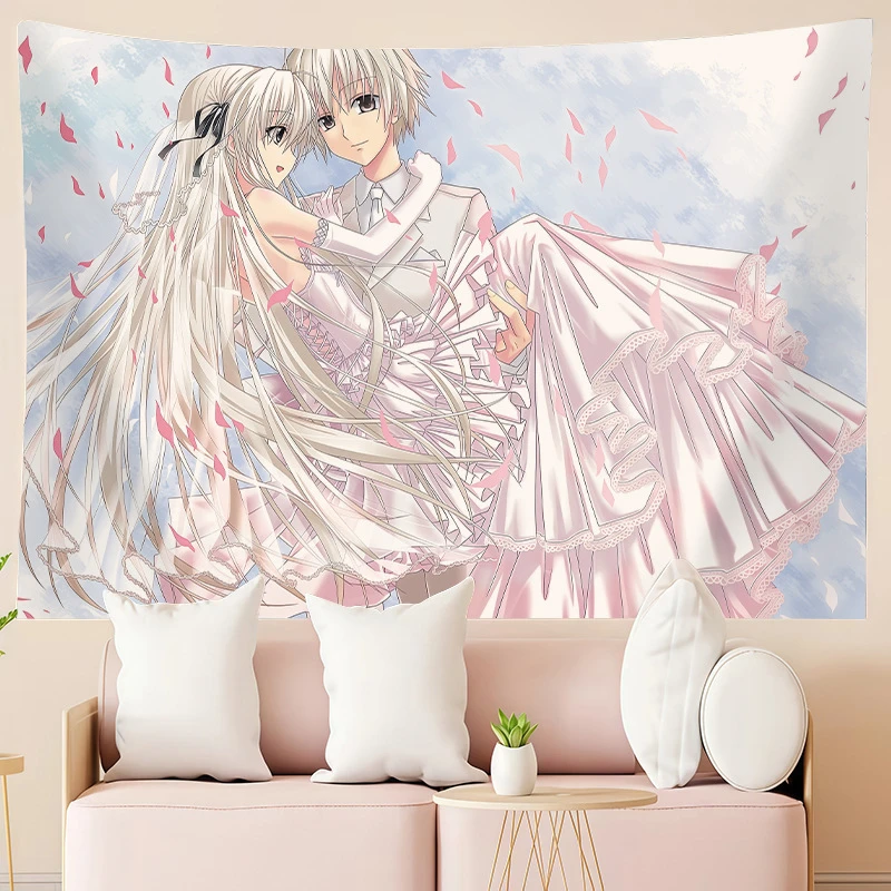 VIKAMA Silver Hair Girl Railing Tapestry Wall Hanging, 6 Designs, Wall Decor for Bedroom Living Room Dorm