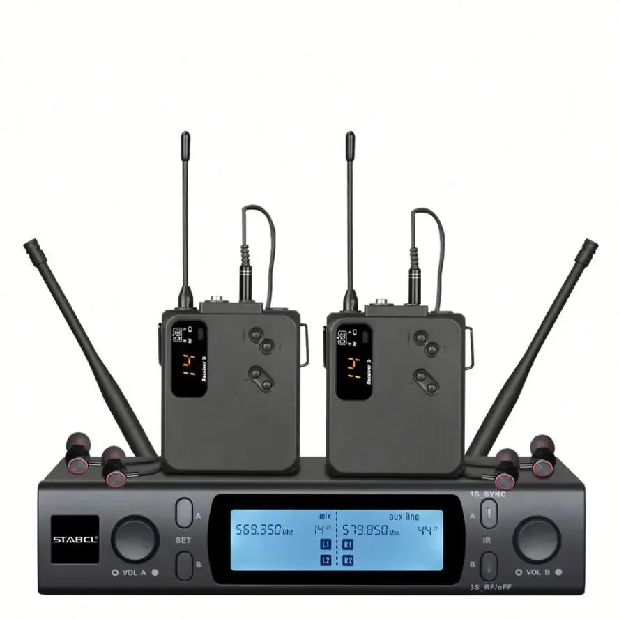 ST-9912 UHF stereo wireless monitoring system vocal stage instrument 2 ch wireless in ear  system