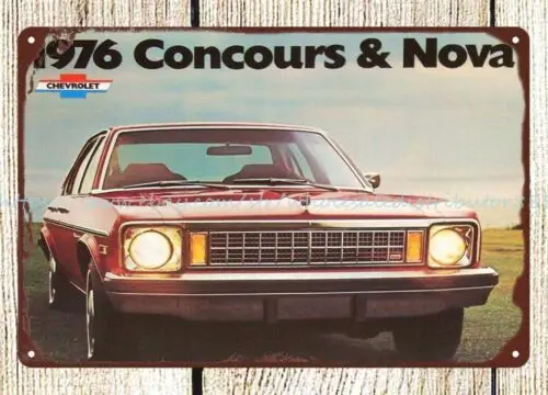 collectible home decor 1976 autos Concours & Nova autos metal tin sign