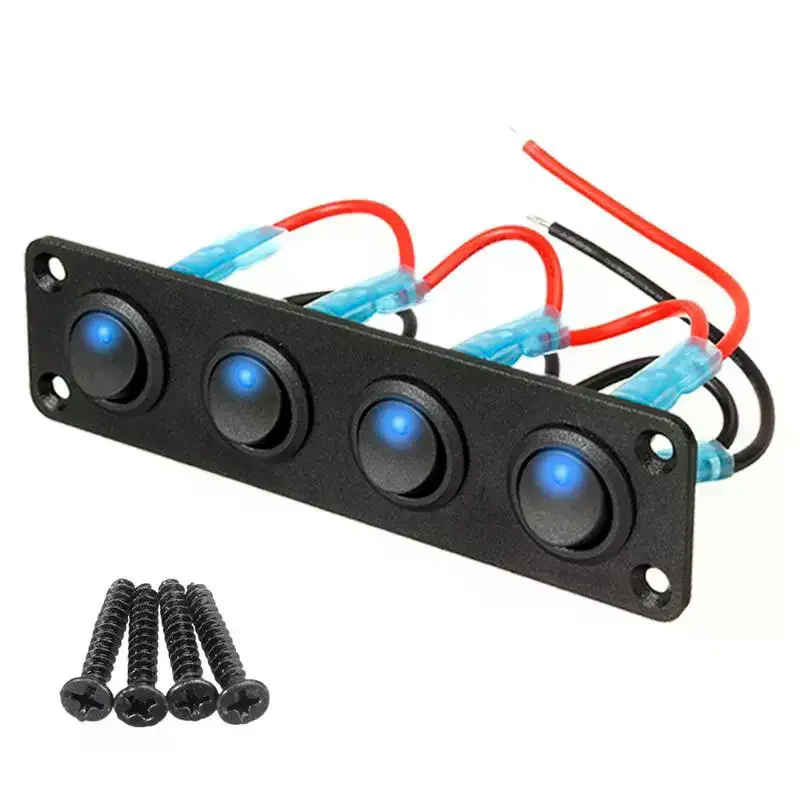 Marine Grade Toggle Switch Panel 12V 1-6 Buttons Universal Rocker Switch Set for Boat RV Off-road Circuit Control