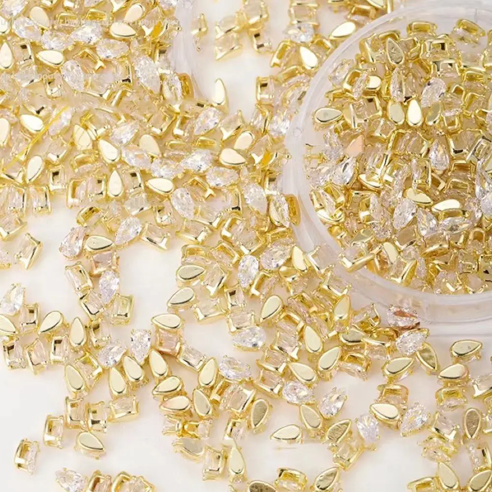 Accessoires pour ongles carrés en Zircon, ornements pour Nail Art, ensemble de bijoux pour ongles, strass en cristal, diamant, décoration pour ongles