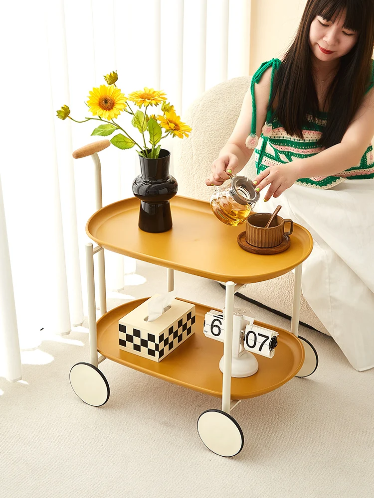 Cream Sand Hair Edge Table End Table Floor Decoration Bed Soft Decoration Storage Shelf Trolley