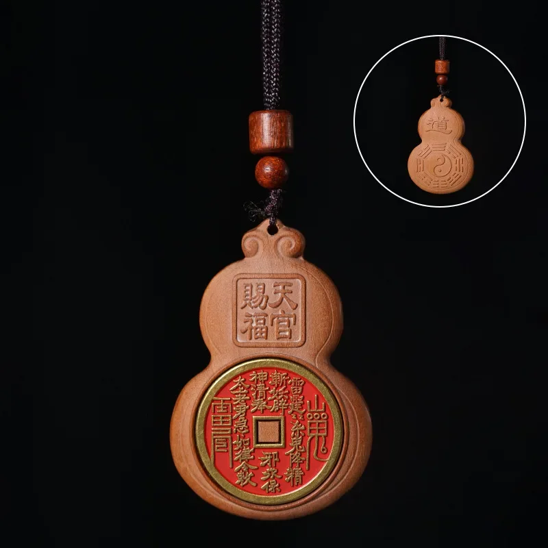 

Jujube Wood Gourd Pendant Pendant, Inlaid Mountain Ghost Money, Men's and Women's Necklaces, Lucky Pendants, Gifts