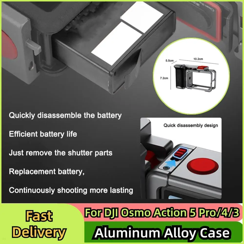 

Для DJI Osmo Action 5 Pro/4/3 из алюминиевого сплава, ручка для уличного видеоблога, магнитная быстросъемная клетка, адаптер, аксессуары для уличной фотографии