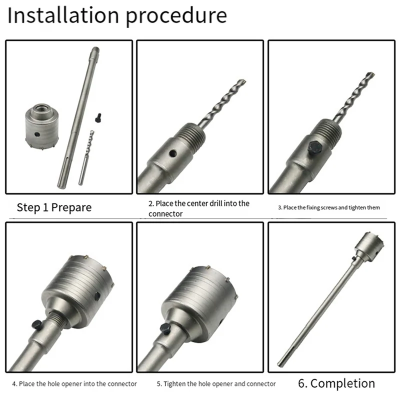 

SOFT-60Mm SDS Plus Hammer Drills Wall Hole Saw Drill Bit Set Cutter Tools Round Shank Drill Bit Forconcrete Brick Stone