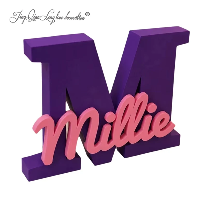 Custom wooden Initial Letter Name Sign - Personalised Kids Room  Decor Free Standing Name Display for Nursery mountable wall art