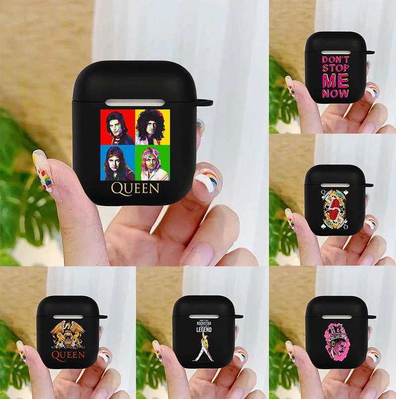 Fashion Freddie Mercury Queen band Soft silicone TPU Case For AirPods Pro 1 2 3 4 Black Wireless Bluetooth Earphone Box Cover