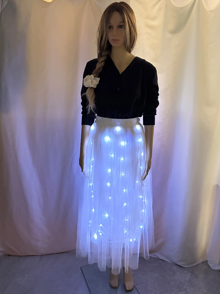 

Красивая светящаяся сетчатая юбка для девочек и женщин, танцевальные костюмы, юбка, свадебное декоративное платье, мигающее для ночи