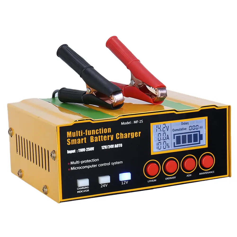 

12V 24V Automatic Smart Battery Charger For Car Motorcycle Repair Workshop Pure Copper Power Line Fireproof Alloy Shell 6