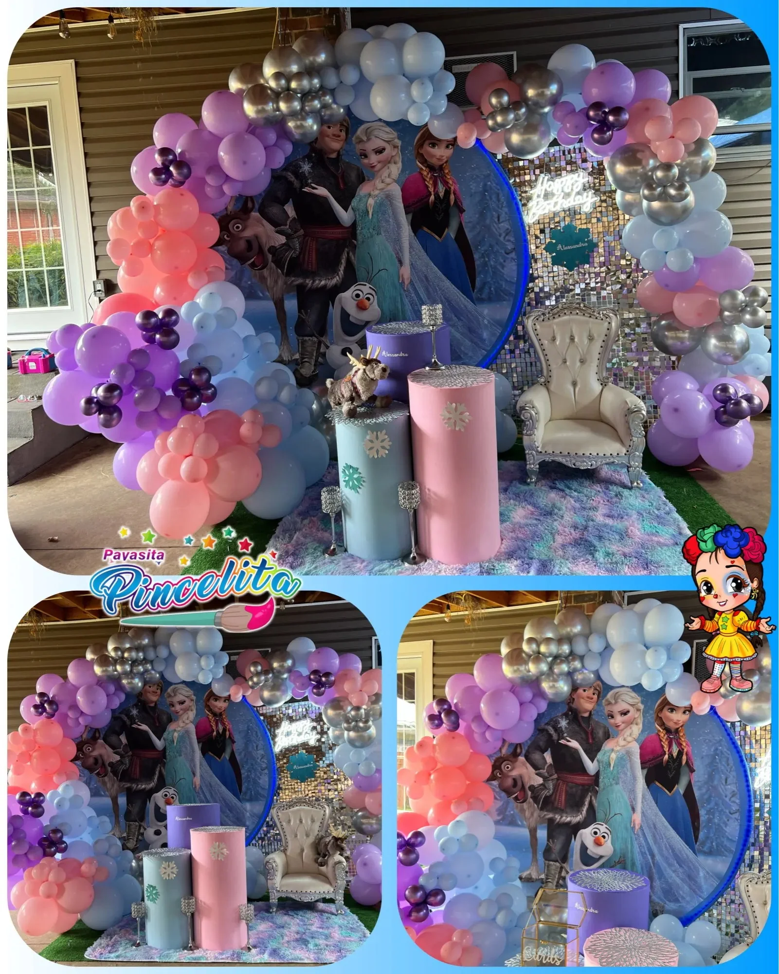 Disney Frozen Elsa Princess sfondo rotondo per ragazze bambini festa di compleanno regina fotografia personalizzata sfondi copre elastico