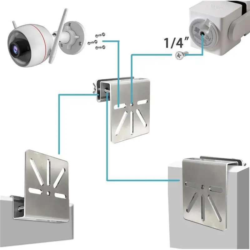 Stainless Steel Gutter Mount Bracket, Multi‑Purpose Holder for Solar Panel and Security Surveillance Camera