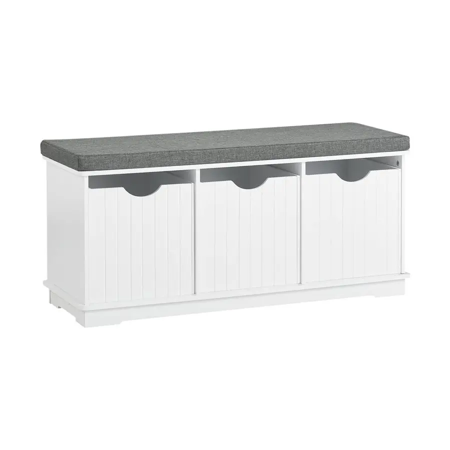 

Haotian White Storage Bench with Drawers Padded Seat Cushion, Hallway Shoe Cabinet Shoe Bench, FSR30W , TURBOLOADINGTEXT Loadin