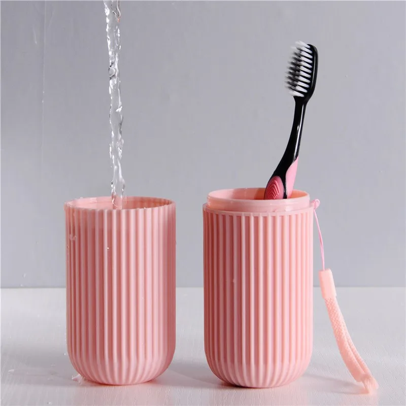 6/2-Piece Portable Travel Toothbrush Set Storage Box with Hanging Strap, Leak-Proof Storage Box and Rinse Cup, Compact Design, Durable Plastic Travel and Home Storage Box, Suitable for Oral Care on the Go, Simple and P