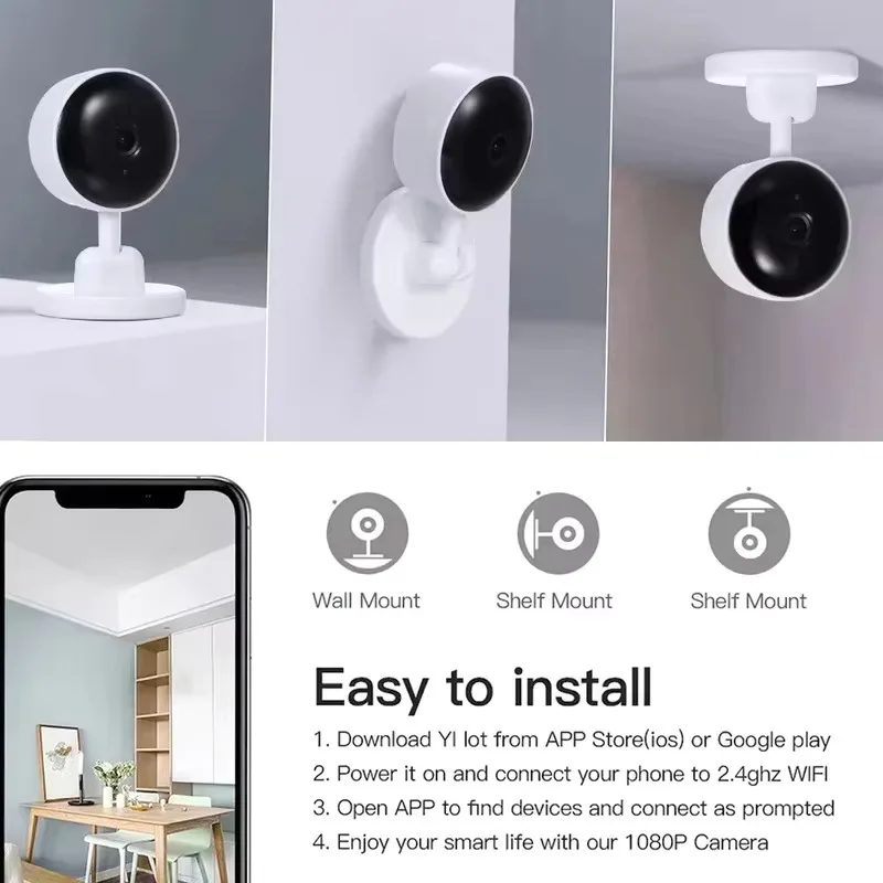 IP Camera 1080P Indoor WiFi Smart Home Camera Baby Monitor Wireless Surveillance Smart Home Night Vision AI Detect Action
