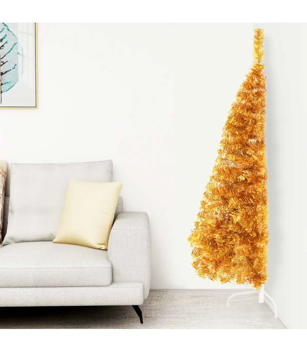 Christmas trees half artificial Christmas tree with gold PVC stand 120 cm