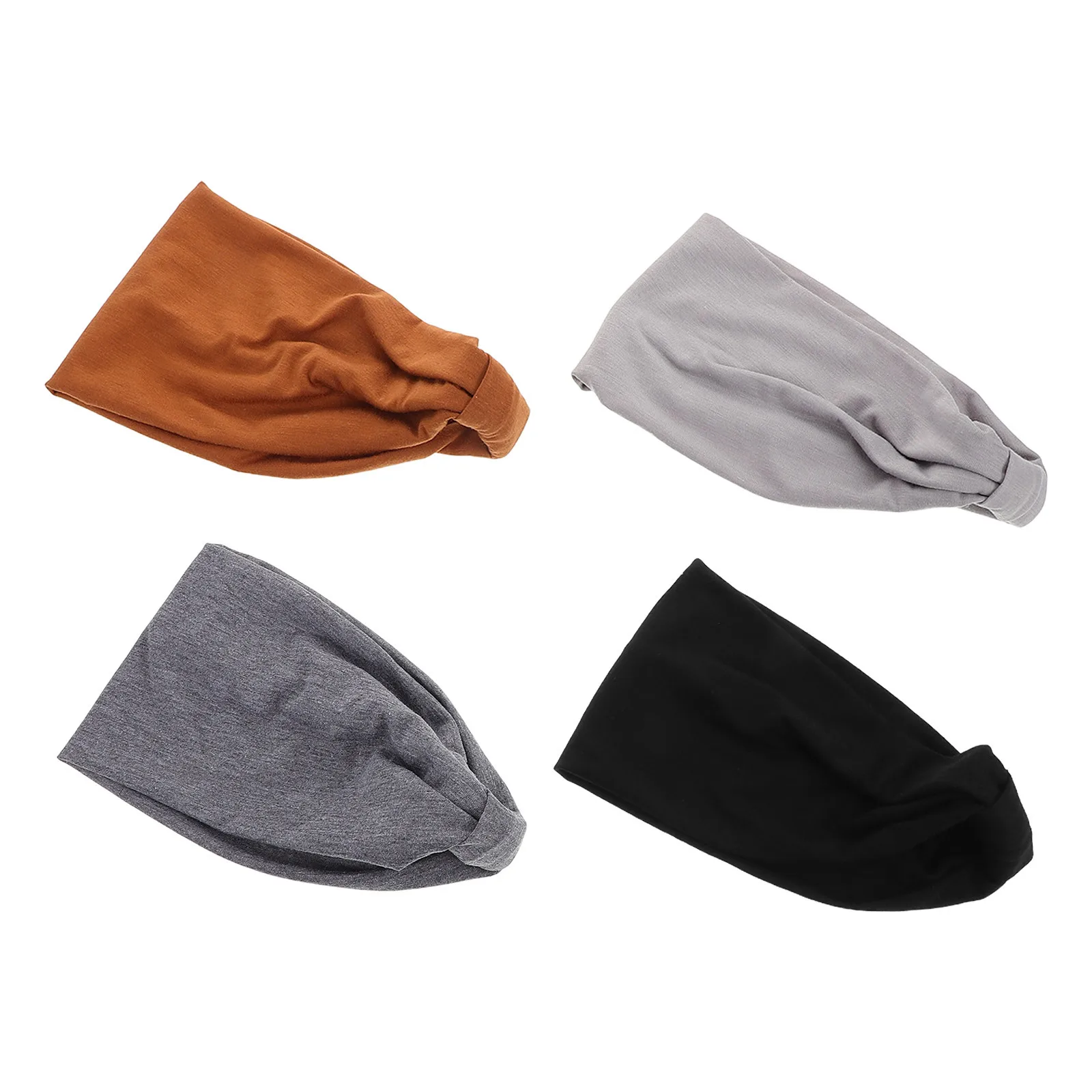 

4Pcs Women Yoga Headbands Wide Knotted Sweatproof Stretchy Hair Bands for Running Gym Workout Sports Accessories