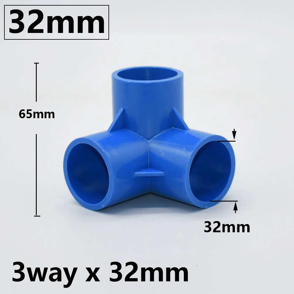 Connecteur PVC bleu ID 20/25/32/50mm, raccords de tuyauterie d'alimentation en eau tridimensionnels 3/4/5 voies, connecteurs en plastique égaux