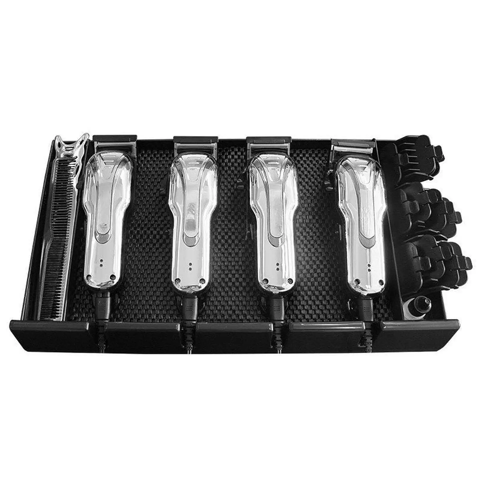 

Hairdressing Tool Holder Barbers with 4 Notches Hair Brush Organizer Storage Tray Versatile Engraving Pen Corded Clipper Holder