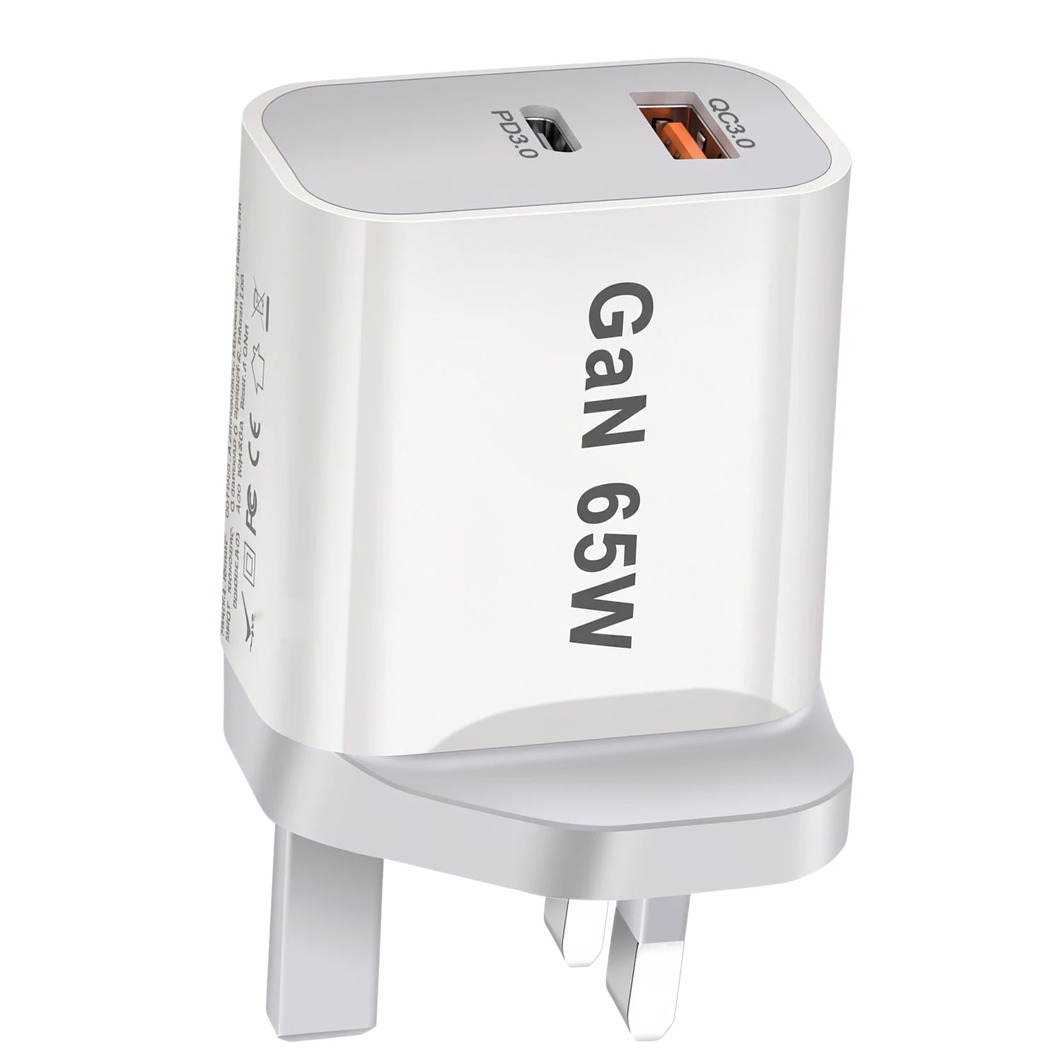 65W US EU AU UK Type-C Fast Charging Head PD25W QC3.0 Smart Phone Charging Charger USB-A USB-C Power Dual-Ports