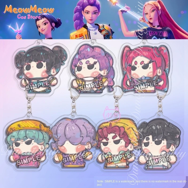 

KPop Demon Hunters Anime Movie Zoey Rumi Mira And 5.5cm Double-sided Laminated Acrylic Keychain Cosplay Costume Anime Single Set