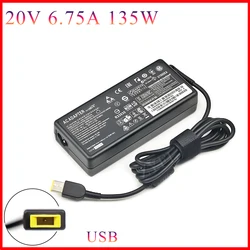 Laptop Adapter 135W 20V 6.75A USB AC Notebook Charger for Lenovo T440p Y50-70 R720 Y700 T540p P51 P52 S5 ADL135NLC3A Power Suppl