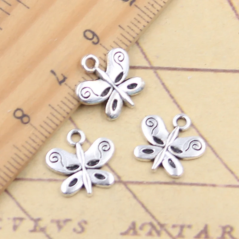 30pcs Charms Butterfly Created For You 13x13mm Tibetan Silver Color Pendants Antique Jewelry Making DIY Handmade Craft