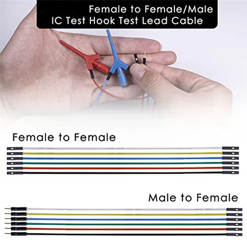 Test Lead Set,Est Hook Clips Silicone Jumper Wires Cable for Logic Analyzer Electrical Testing