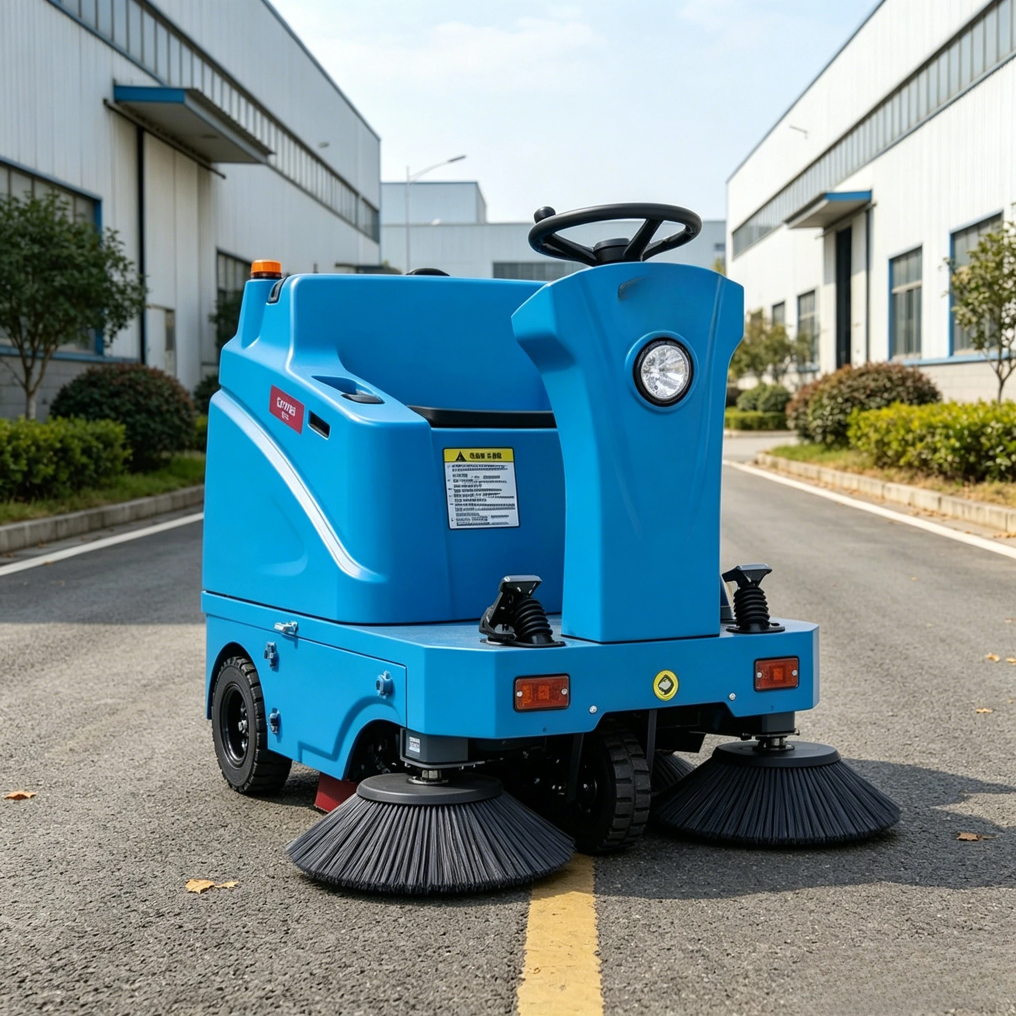 Ride on Sweeper with Vacuum Electric Floor Sweeper Industrial Road Sweeping Machine with Dust Control for Warehouse Customized