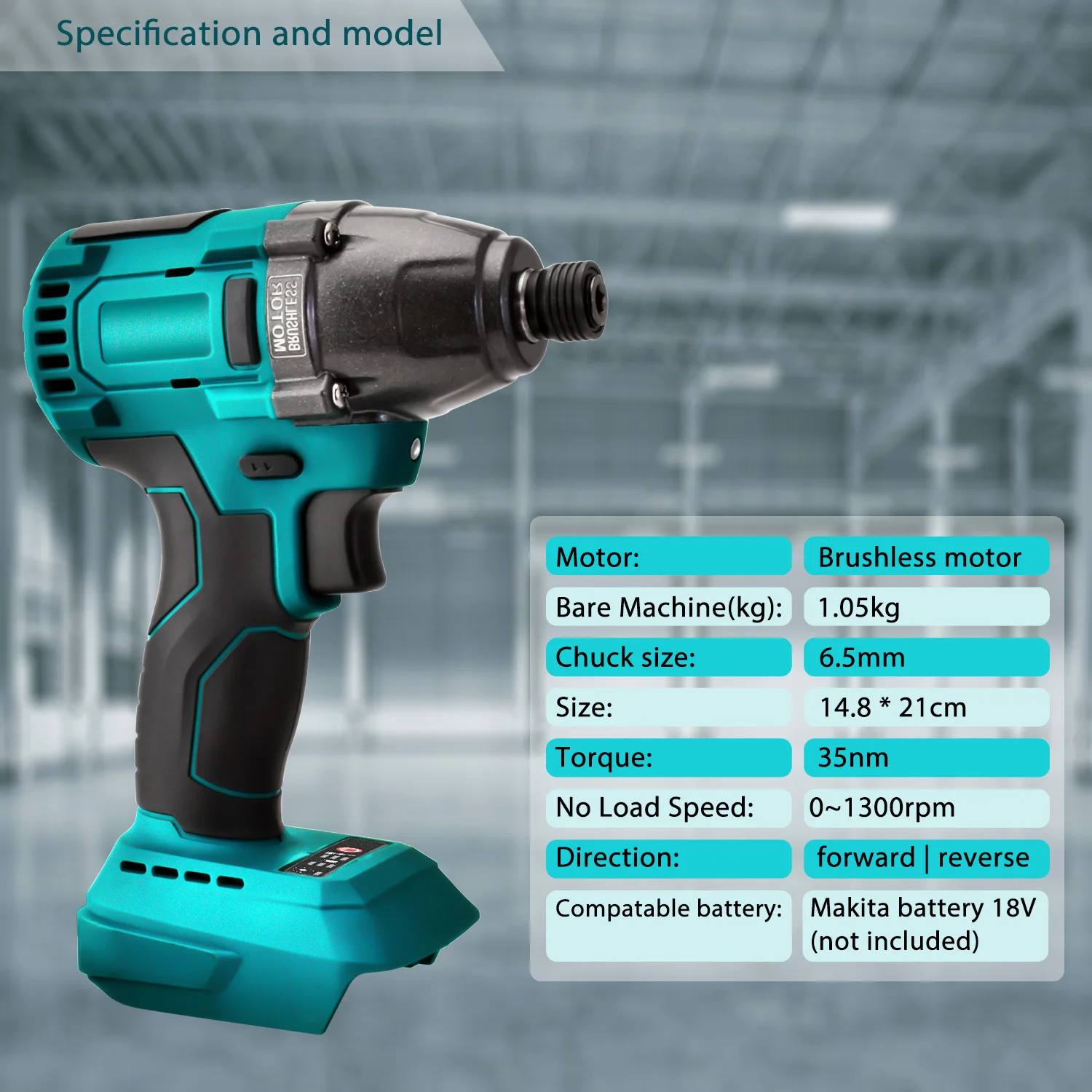 Loonas Cordless Electric Drill Brushless Motor Strong ScrewDriver LED Drill Match Makita 18V Battery(without battery)