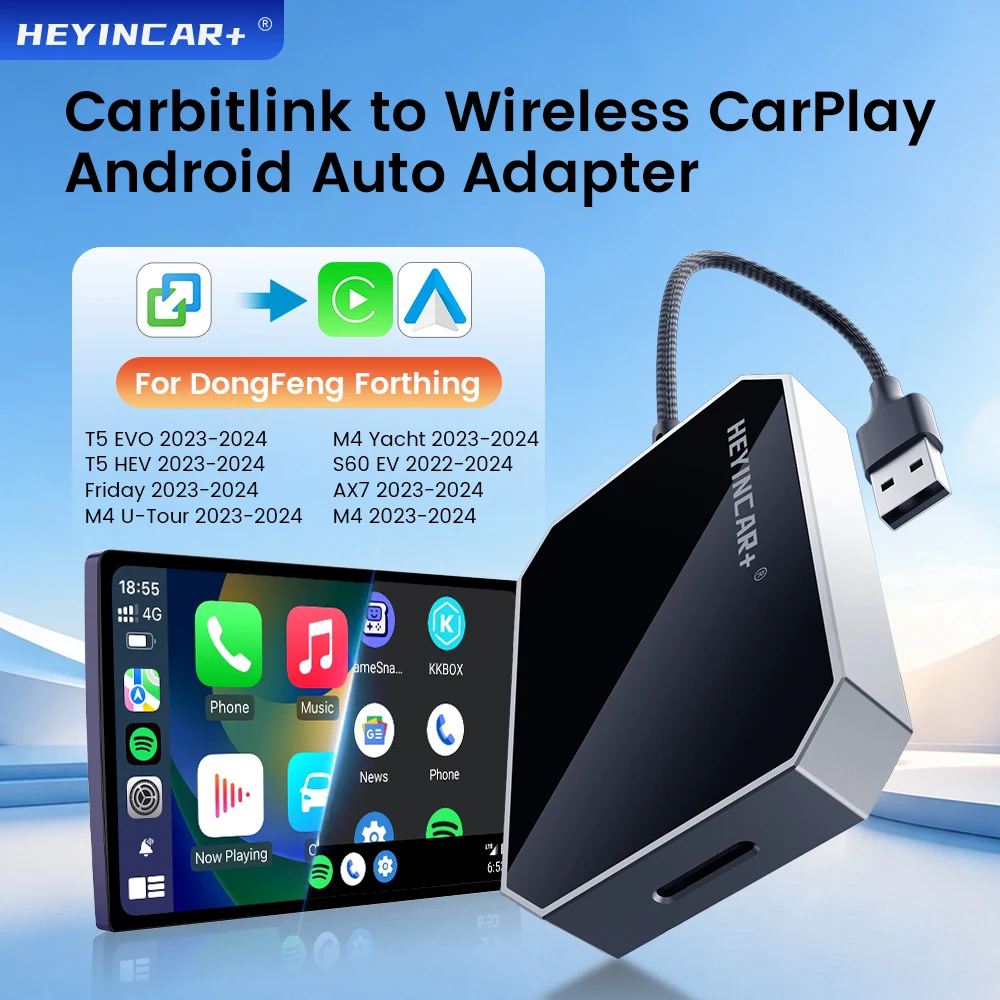 For DongFeng Forthing T5 EVO HEV Friday M4 Yacht AX7 S60 EV Carbitlink Easy Connection Adapter to Wireless Carplay Android Auto