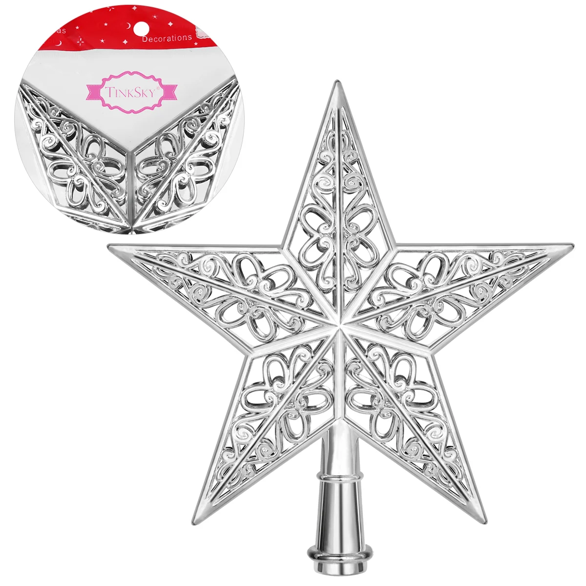 Hollowed out Star Glittering Christmas Tree Topper Decoration naments Home Office Party Festive Plastic Non fading