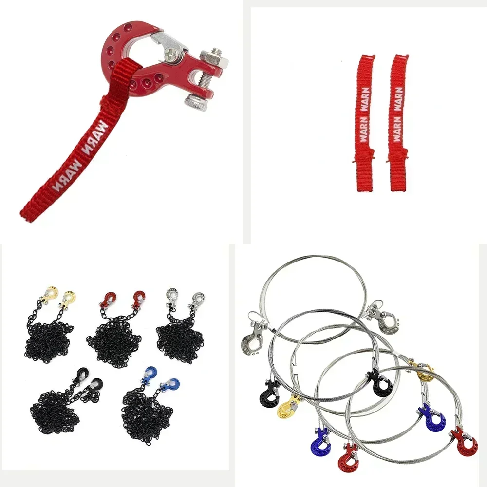 

Металлический крюк для прицепа с ЧПУ, крюк для лебедки с аксессуарами для цепи прицепа для 1/10 RC автомобиля Axial SCX10 TRX4 D90 Tamiya CC01