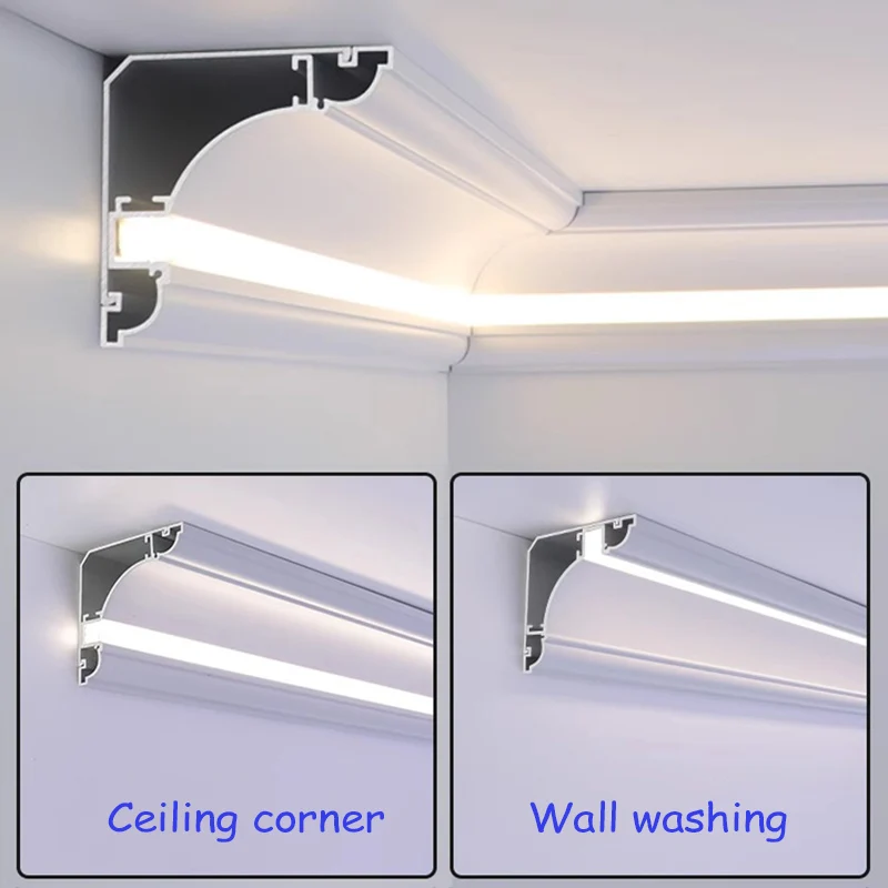 

Top Corner Line Light Aluminium Led Profile Free Ceiling Surface Mounted Luminous Plaster Linear Lamp Indoor Decor Bar Strip