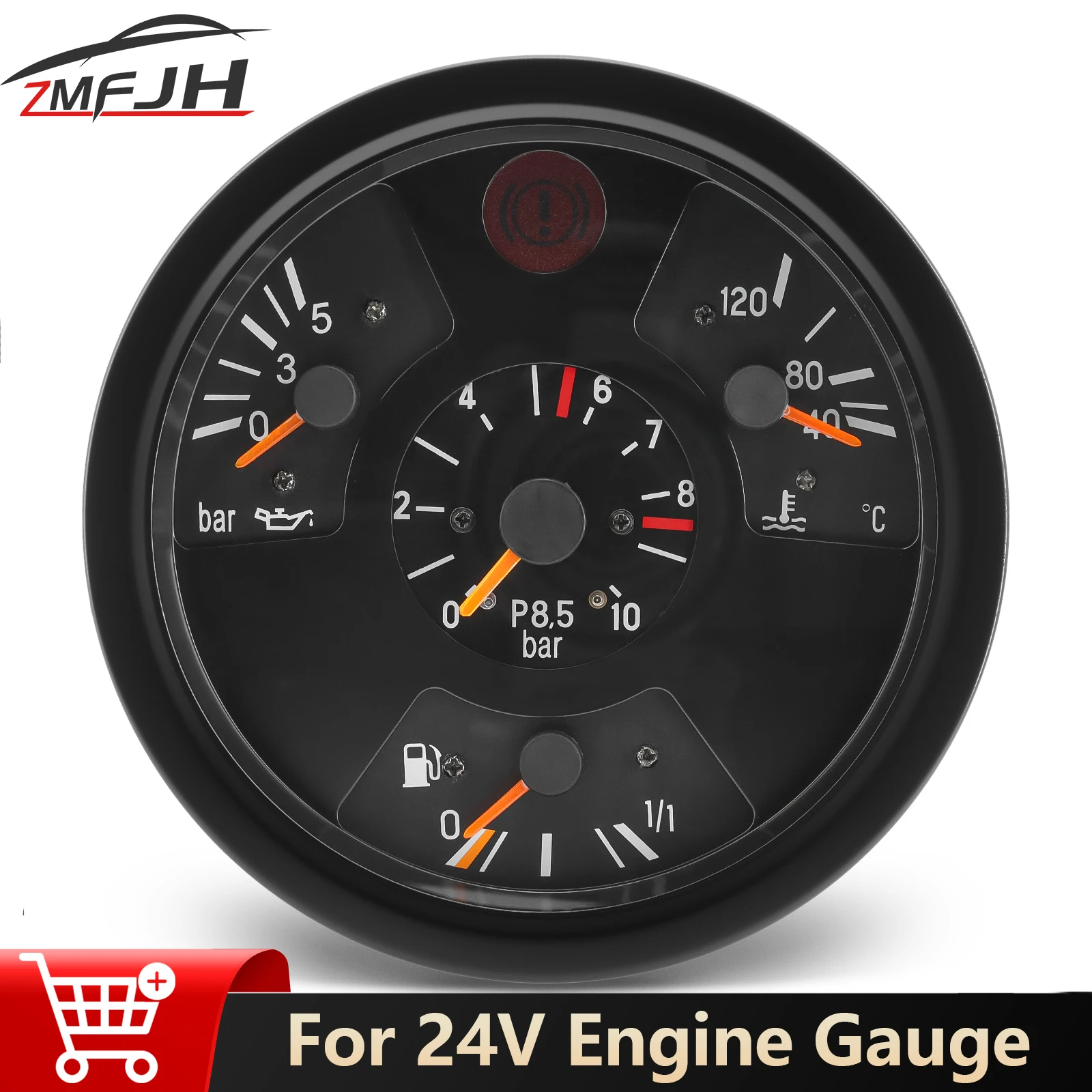 

24V 4 in 1 Gauge Oil Pressure + Fuel Level + Water Temp Meter For Heavy Trucks Multi-function Dashbord Panel 0035406047
