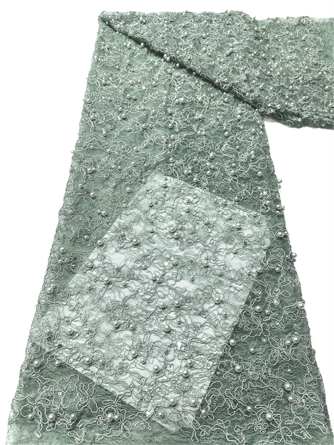 

2026 Beaded African Lace High Quality Nigerian Lace Fabric French Mesh Lace Fabric With Sequins For Wedding Party Dress