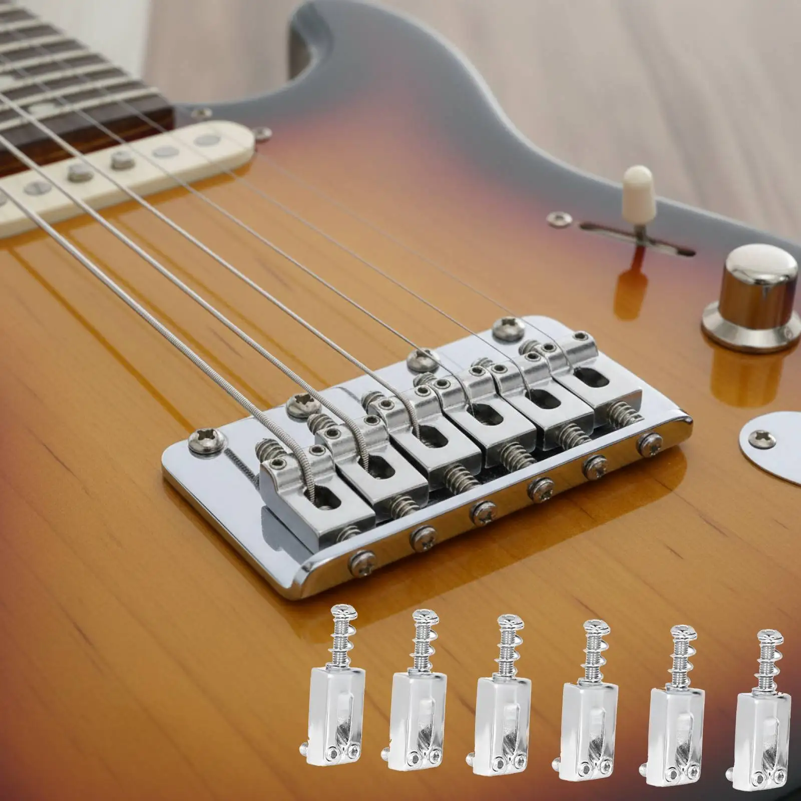 

Solid Metal Tremolo Bridge Saddles for Electric Guitar Professional String Height Adjust Easy Installation