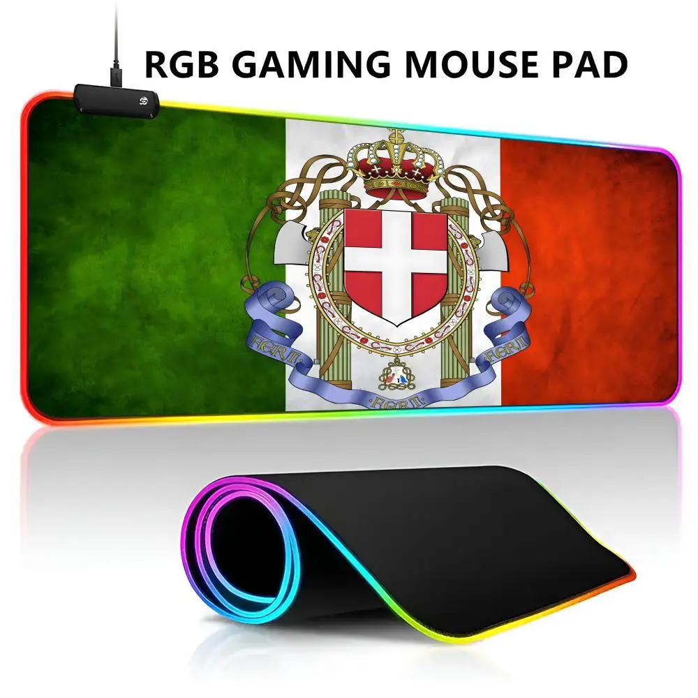 Flag Italy  RGB LED Light Gaming Mousepad Waterproof Large Gamer Mouse Carpet Big Mause Keyboard Pad PC Desk Play Mat with Backl