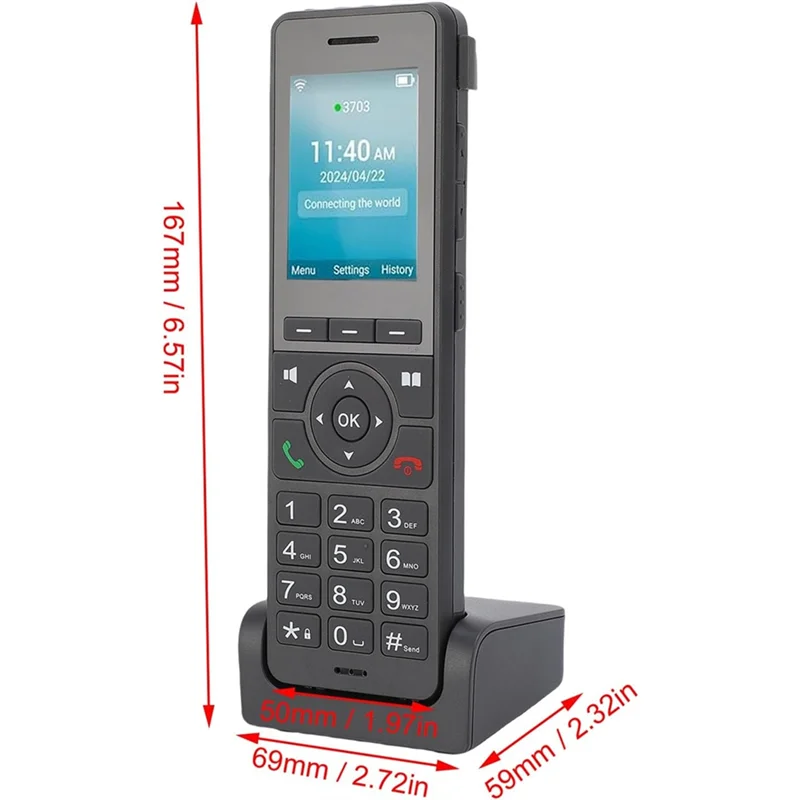 Telefone sem fio de rede com tela colorida 2.4, telefone de mesa Voip Dual SIM com Wifi BT para comunicação de escritório doméstico