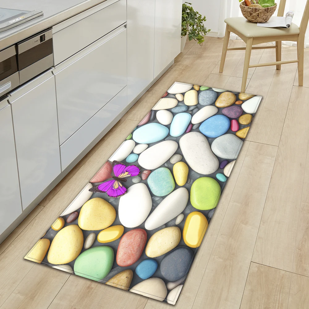 Pebbles Kitchen Mat Home Hallway Entrance Doormat Living Room Bedroom Floor Decor Carpet Balcony Bathroom Door Non-Slip Foot Rug