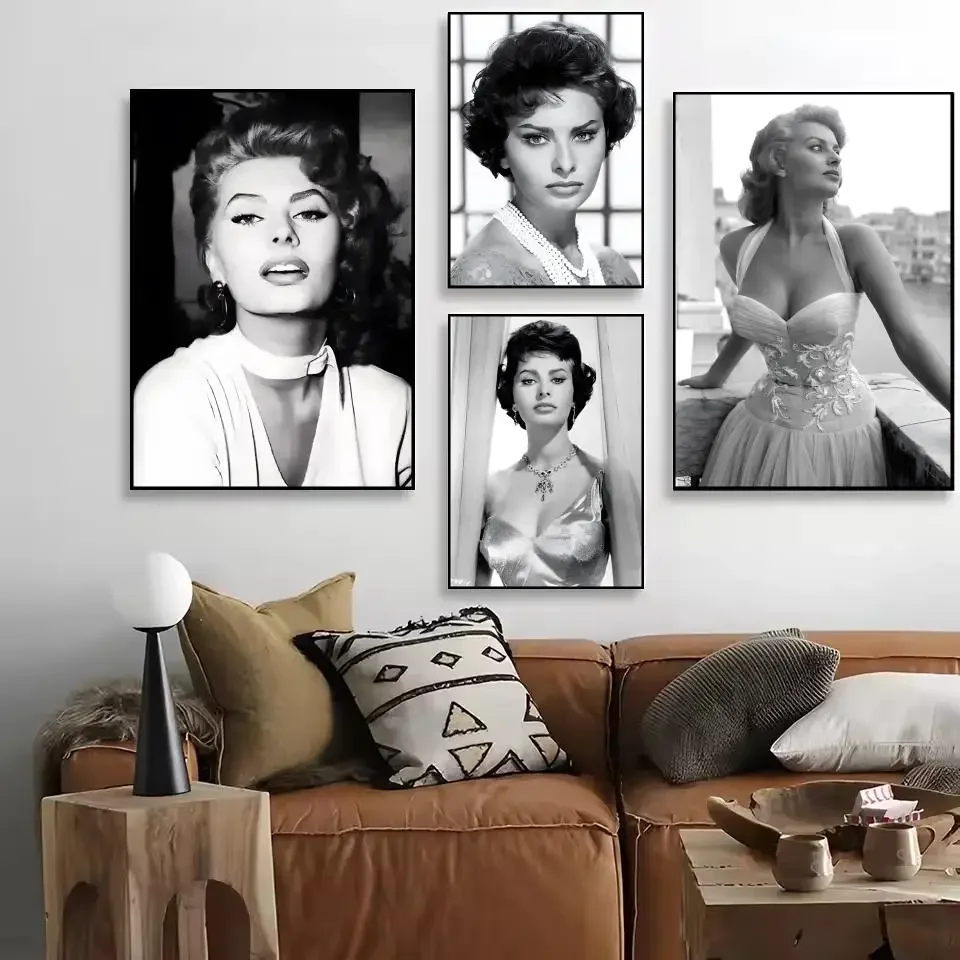 Fashion S_Sophia Loren Magazine HD Linen Canvas Poster Wall Art Prints for Living Room Bedroom Office Home Decoration Gift Gift