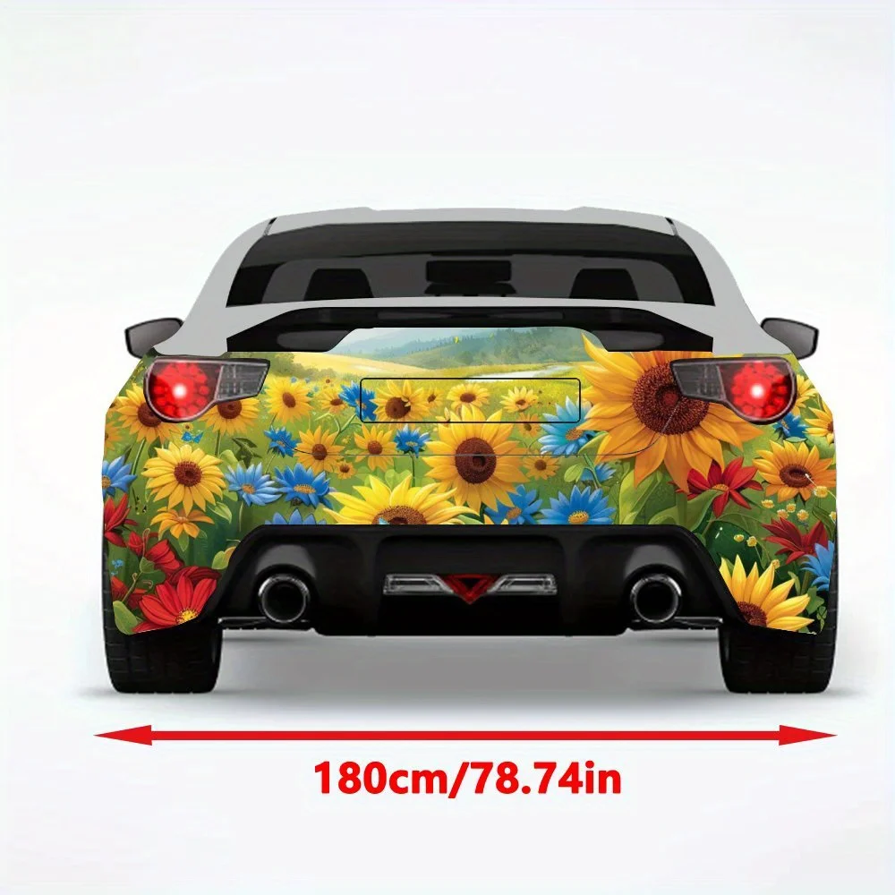 Sunflower_Field_with_Butterfly Car Sticker-Vinyl Decal for Car Rear, Waterproof Self-Adhesive Vinyl Stickers for Vehicle Tail &