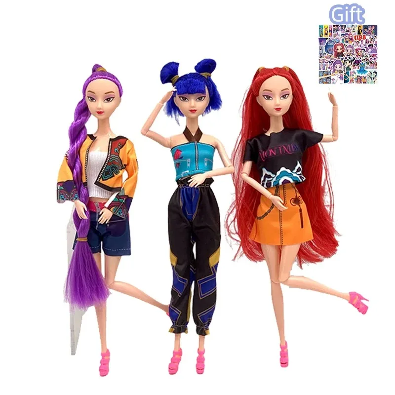 New 11in Kpop Demon Hunters Action Figure New K-POP Demon Slayer Vinyl Doll Lumimila Zoey Desktop Ornament Toy For Kid Gifts