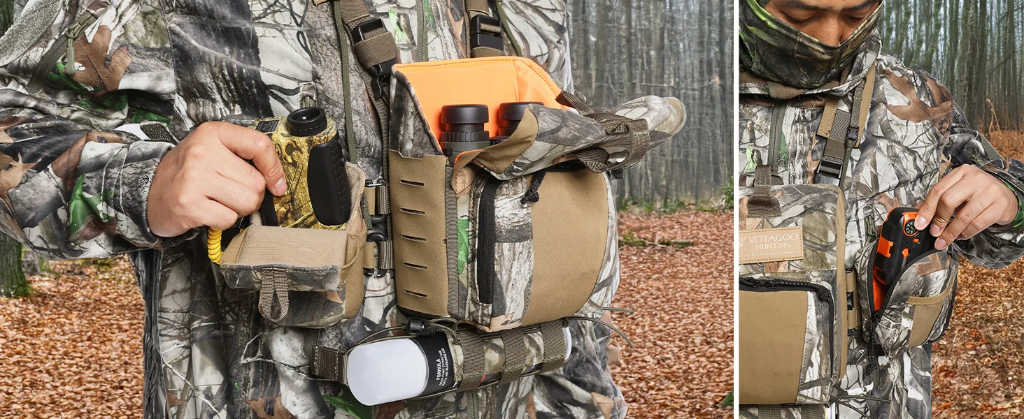 VOTAGOO Fernglas-Tragetasche, Bino-Brusttasche mit Magnetverschluss und MOLLE-System, Wasserabweisend für Jagd und Outdoor-Aktivitäten – Detail 7