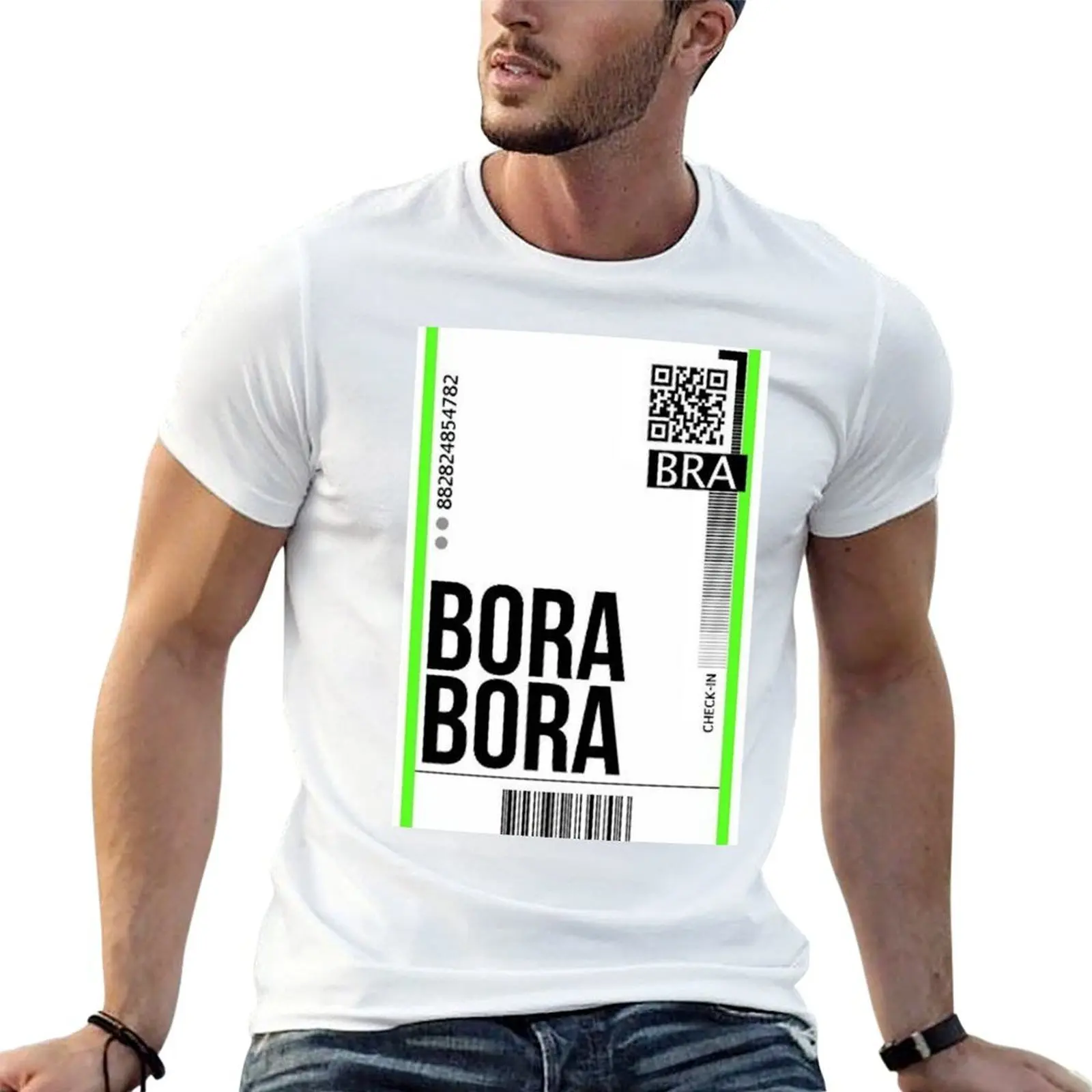 Bora Bora Plane Ticket/Boarding Pass Template T-Shirt vintage graphic tee hippie clothes t shirt for men