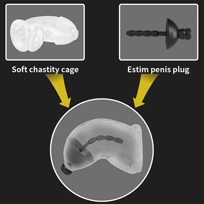 Electric Shock Penis Plug Cock Ring Chastity Cage Penis Electric Stimulator Male Urethral Dilator Bdsm Extreme Tazer Masturbator view 3