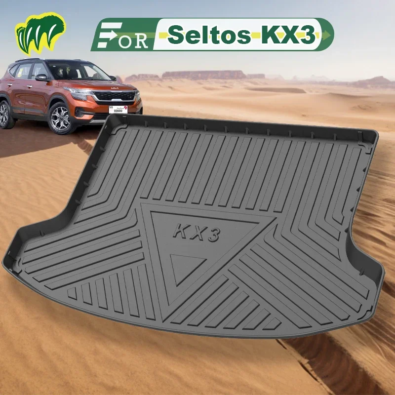 

For Kia Seltos KX3 2020 2021 Custom Fit Car Trunk Mat All Season Black Cargo Mat 3D Shaped Laser Measured Trunk Liners